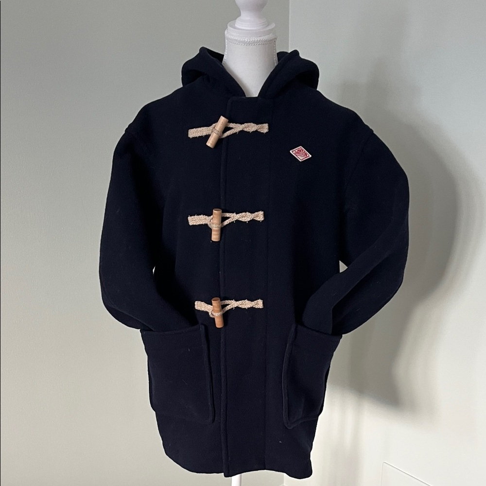 Navy Toggle Coat with Hood- Danton